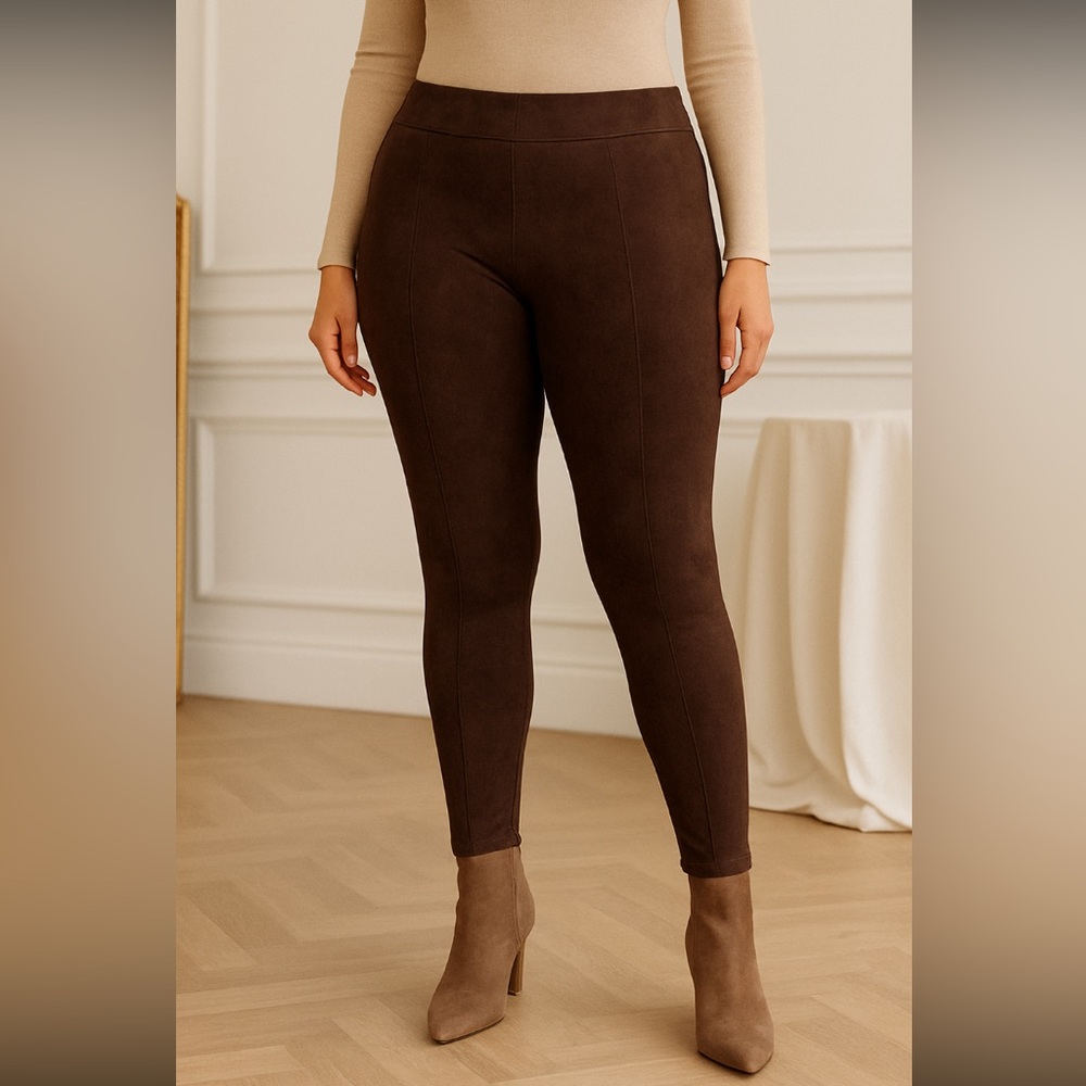 Soft Surroundings Chocolate Brown Suede Stretch Legging / Tights XL